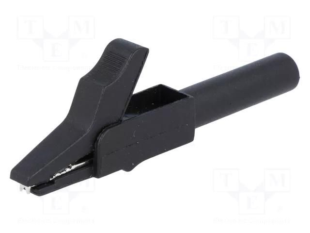 Crocodile clip; 15A; black; Grip capac: max.12mm; Socket size: 4mm AXIOMET AX-CR-4PM-B