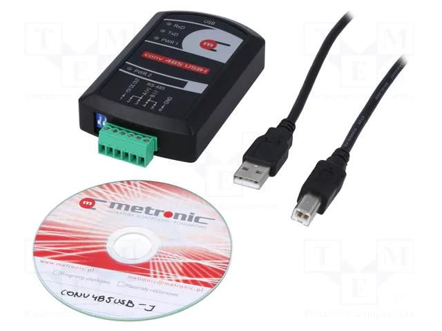 Converter; RS485/USB; Number of ports: 1; 115.2kbps; 93x57x21mm METRONIC CONV485USB-I