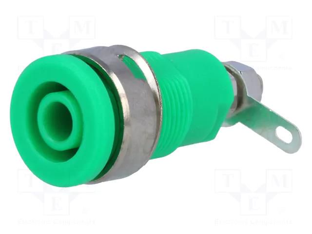 Connector: 4mm banana; socket; 32A; green; nickel plated; 23.5mm AXIOMET BS-324-LS-G