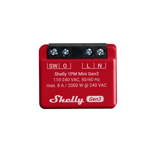 Shelly Mini 1PM Gen3 Wi-Fi and Bluetooth relay switch power measurement 3800235261590 3800235261590