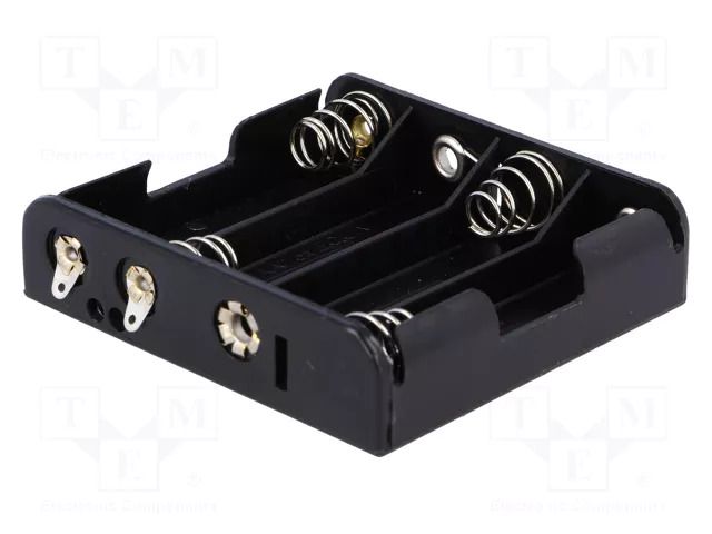 Holder; AA,R6; Batt.no: 4; soldering lugs; black COMF BH-341-1D