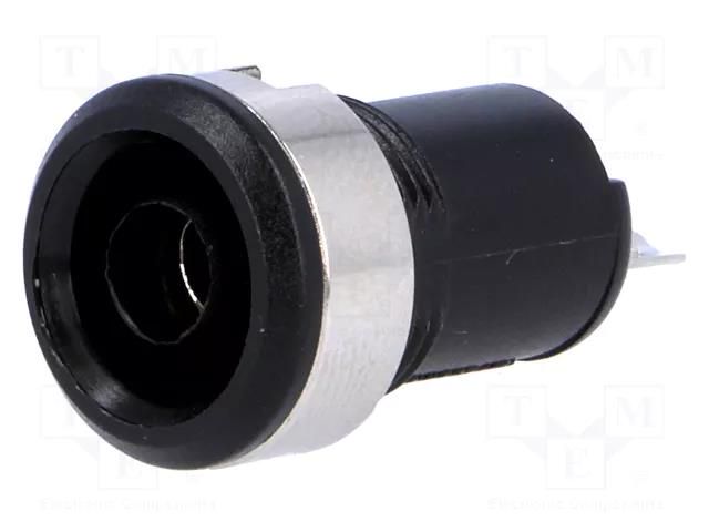 Connector: 4mm banana; socket; 10A; 60VDC; Cutout: Ø12.2mm; black SCI BC-124/B