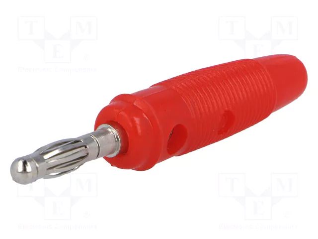 Connector: 4mm banana; plug; 10A; 60VDC; red; Max.wire diam: 4mm SCI BC-025/R