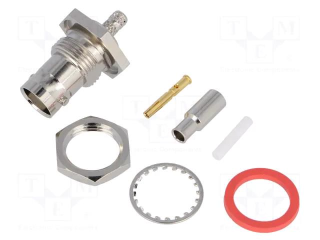 Connector: BNC; socket; female; straight; 50Ω; crimped; POM AMPHENOL RF B6421E1ND3G550