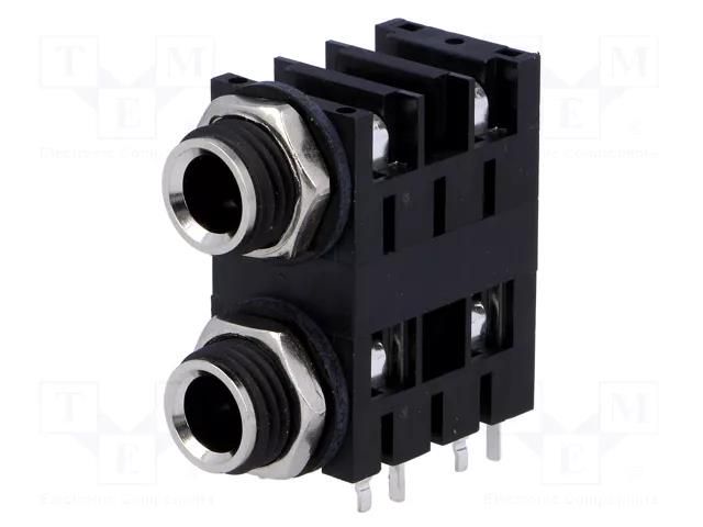 Connector: Jack 6,3mm; socket; female; ways: 2; angled 90°; THT AMPHENOL ACJM-MHD