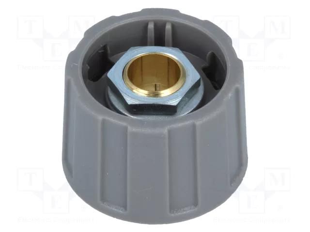 Knob; without pointer; ABS; Øshaft: 6.35mm; Ø23x15.5mm; grey; A2523 OKW A2523638