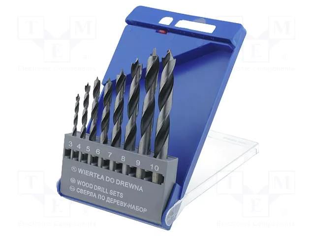 Drill set; for wood; steel; box; wood; 8pcs. PROLINE PRE-WD8