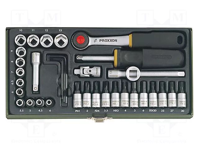 Wrench-set; socket bits; Chrom-vanadium steel; 36pcs. PROXXON PRN23080