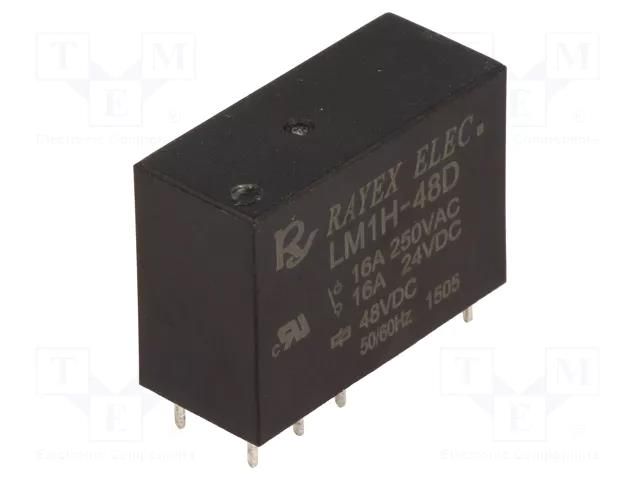 Relay: electromagnetic; SPDT; Ucoil: 48VDC; Icontacts max: 16A Recoy/RAYEX ELECTRONICS LM1H-48D