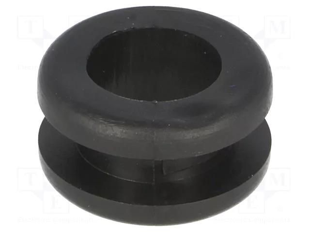 Grommet; Ømount.hole: 12mm; Øhole: 10mm; PVC; black; -30÷60°C HELLERMANNTYTON HV1204