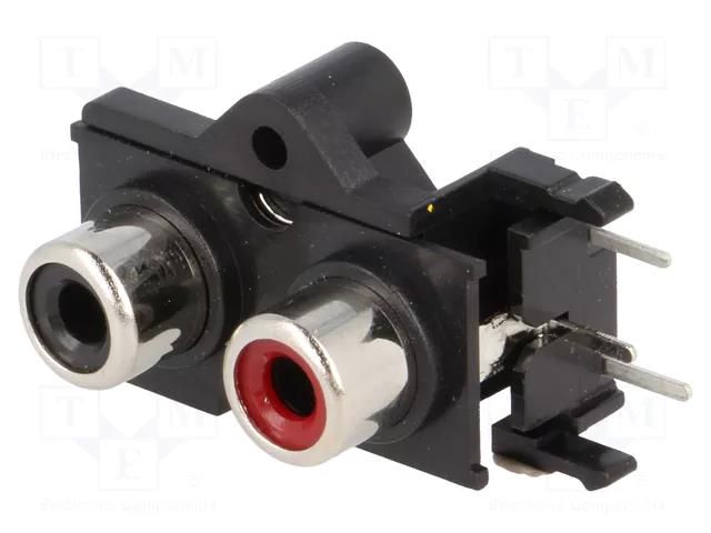 Connector: RCA; socket; female; double; angled 90°; THT CLIFF FC684052