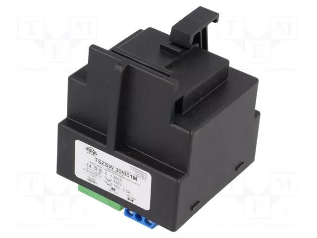 Transformer: mains; 30VA; 230VAC; 12V; 2.5A; Leads: terminal block INDEL TSZSW30/001M
