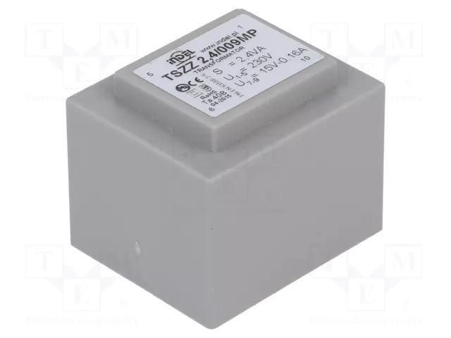 Transformer: encapsulated; 2.4VA; 230VAC; 15V; 160mA; PCB; IP00 INDEL TSZZ2.4/15V