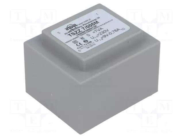 Transformer: encapsulated; 7VA; 230VAC; 9V; 770mA; PCB; IP00; A: 45mm INDEL TSZZ6/9V