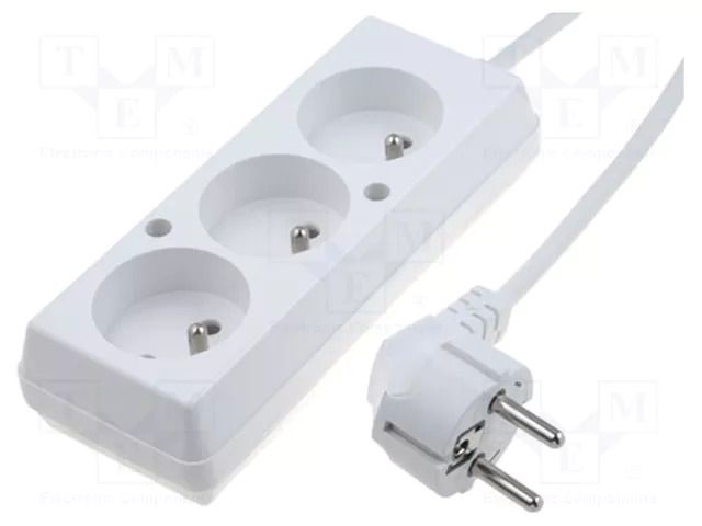 Extension lead; 3x1.5mm2; Sockets: 3; PVC; white; 3m; 16A JONEX PS-370/1.5-3.0