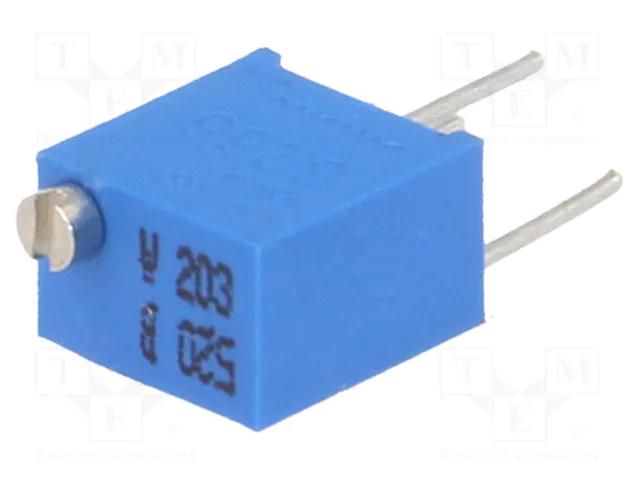 Potentiometer: mounting; multiturn; 20kΩ; 250mW; ±10%; linear; THT SR PASSIVES T67W-20K