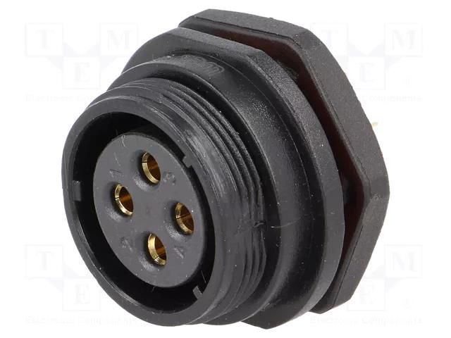 Connector: circular; socket; female; PIN: 4; IP68; SP21; 30A; 500V WEIPU SP2112/S4