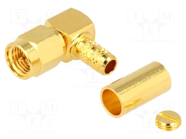 Connector: SMA; plug; male; angled 90°; 50Ω; crimped; for cable AMPHENOL RF SMA1112A63G150
