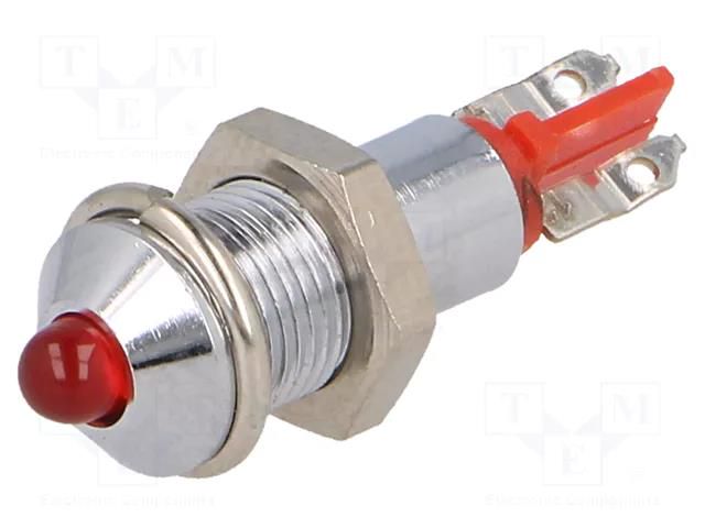 Indicator: LED; prominent; red; 12÷14VDC; Ø6.2mm; IP40; metal SIGNAL-CONSTRUCT SMQD06002