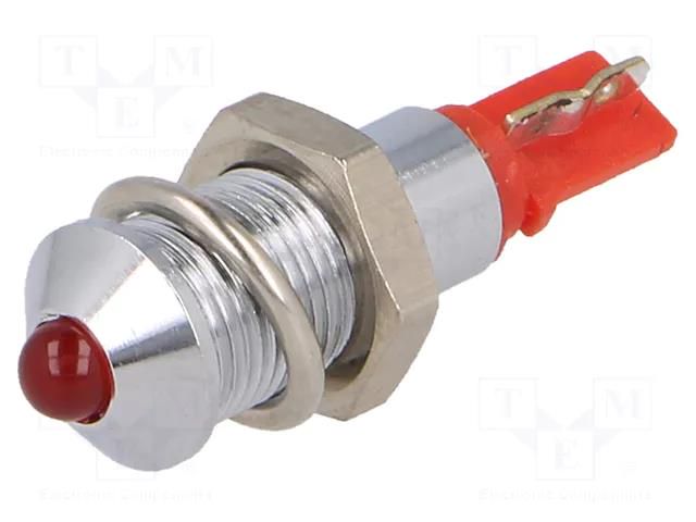 Indicator: LED; prominent; red; 24÷28VDC; Ø6.2mm; IP40; metal SIGNAL-CONSTRUCT SMQD06004