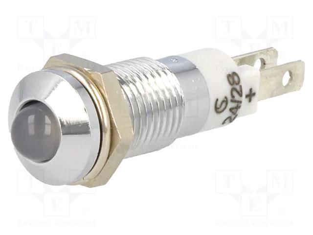 Indicator: LED; prominent; white; 24÷28VDC; Ø8.2mm; IP40; metal SIGNAL-CONSTRUCT SMQD08614