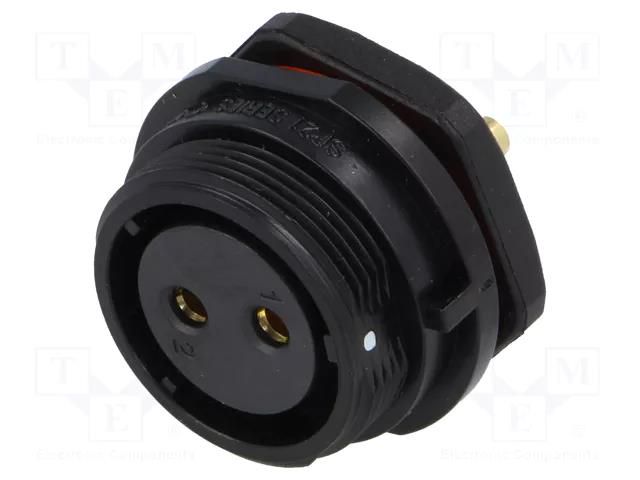 Connector: circular; socket; female; PIN: 2; IP68; SP21; 30A; 500V WEIPU SP2112/S2
