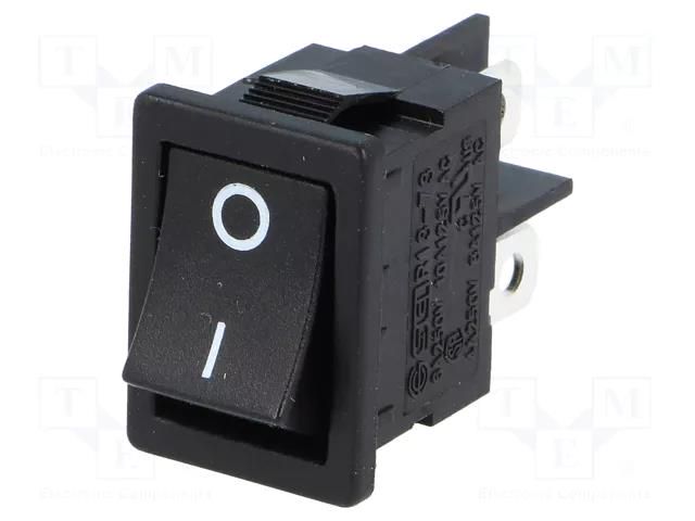 ROCKER; DPST; Pos: 2; ON-OFF; 6A/250VAC; black; none; R13-73-AC; 50mΩ SCI RS1373ABB2