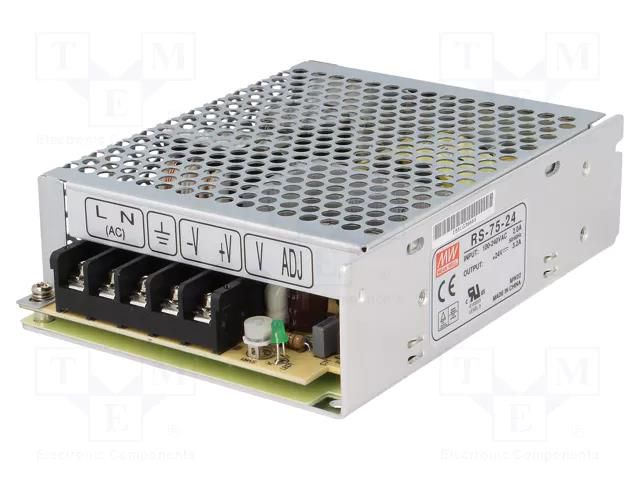 Power supply: switching; for building in,modular; 75W; 24VDC MEAN WELL RS-75-24