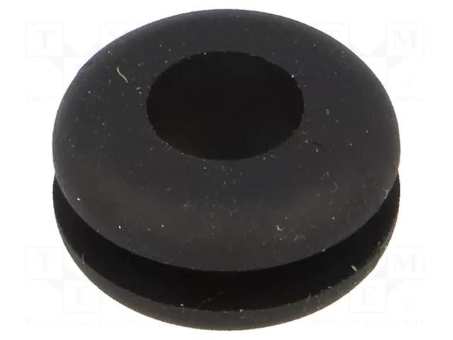 Grommet; Ømount.hole: 9.5mm; Øhole: 6.4mm; black; -40÷135°C; UL94HB ESSENTRA RI-HG-4