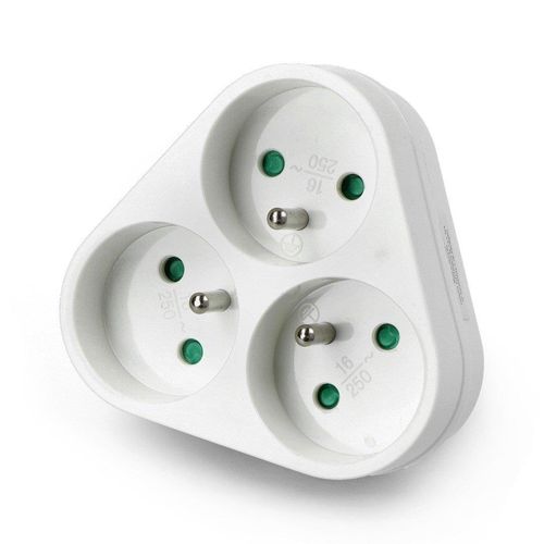 Triple splitter for AC 230V power socket - 3 round ZAS-06924 5901436722366