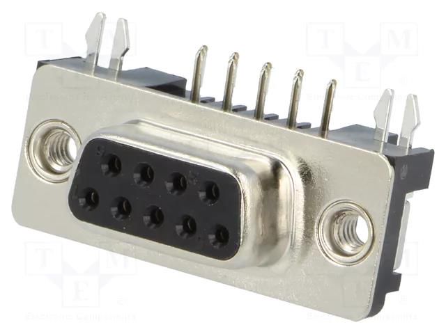 Connector: D-Sub; PIN: 9; socket; female; angled 90°; THT; UNC 4-40 ADAM TECH DE09-SN-24
