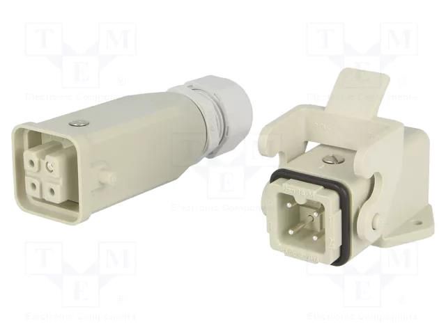 Connector: HDC; male + female; 10A; 400V; Han Kit; PIN: 4; 3+PE; M20 HARTING 10200030004