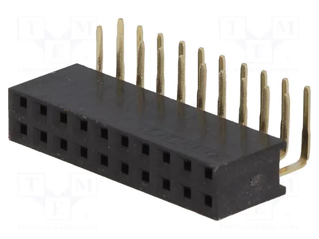 Connector: pin strips; socket; female; PIN: 20; angled 90°; 2.54mm CONNFLY ZL263-20DG