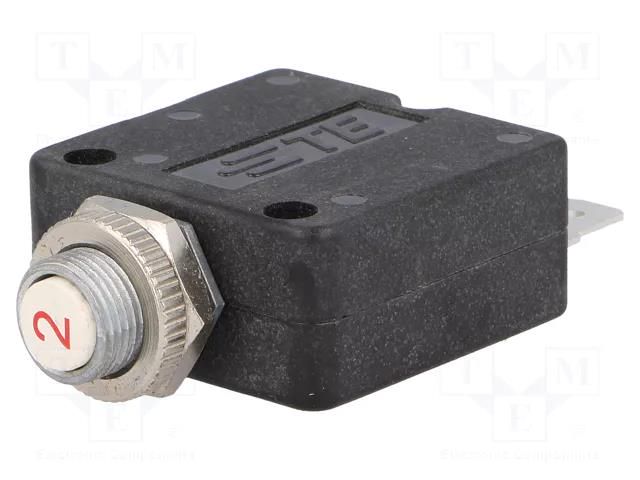 Circuit breaker; Urated: 250VAC; 50VDC; 2A; SPST-NC; Poles: 1; MCB TE Connectivity W58-XB1A4A-2
