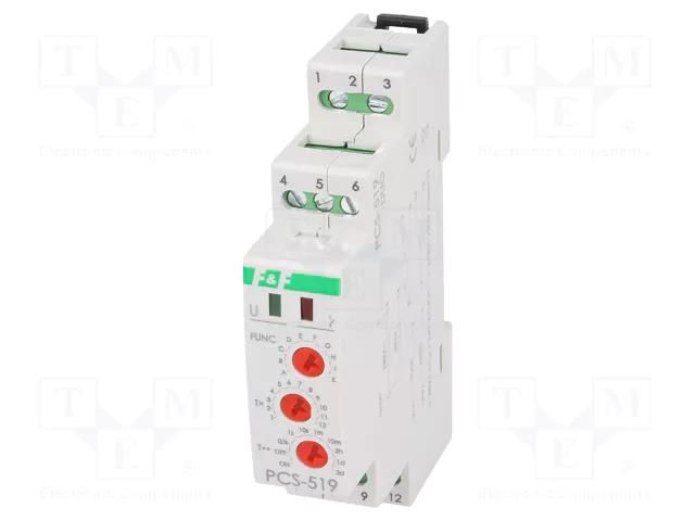 Timer; 0,1s÷24days; DPDT; 8A; 24VAC,230VAC; 24VDC; PCS; -25÷50°C F&F PCS-519-DUO