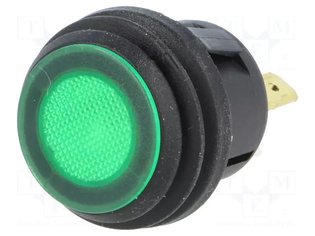 Switch: push-button; Pos: 2; SPST-NO; 6A/250VAC; OFF-ON; IP65; green SCI R13527D2B02BG