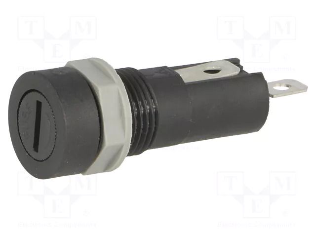 Fuse holder; 5x20mm; 10A; 250VAC; on panel; black; UL94V-0; 5mΩ Stelvio Kontek ZHL70