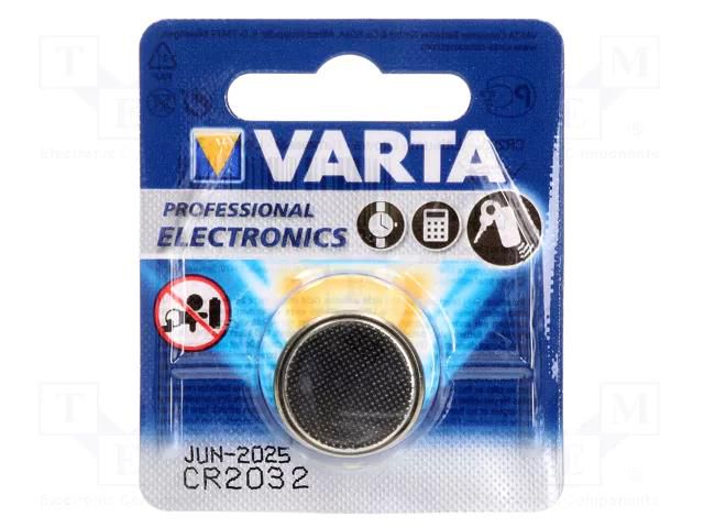 Battery: lithium; CR2032,coin; 3V; non-rechargeable; Ø20x3.2mm VARTA BAT-CR2032/V-B1