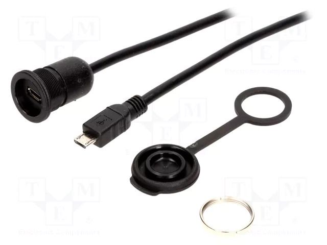 Cable; USB 2.0; USB B micro socket,USB B micro plug; 1m; IP65 ENCITECH 1310-1013-02