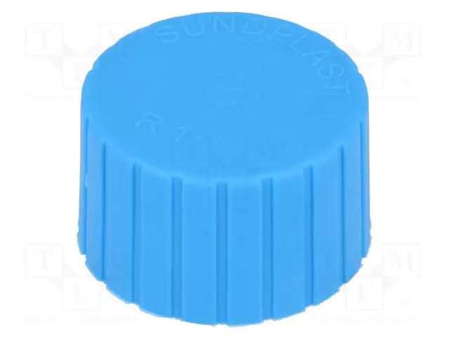 Cap; Body: blue; Øint: 46.6mm; H: 27.7mm; push-in; SafeCAP; round SUNDPLAST MH1-1/2