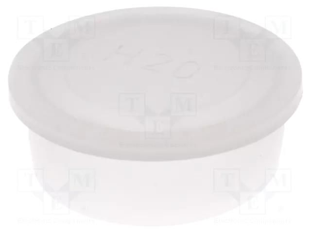 Stopper; Body: semi-transparent; Out.diam: 35.5mm; H: 12mm; LDPE SUNDPLAST KSH20