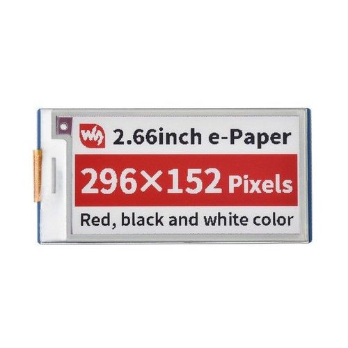 Display E-paper E-Ink - 2.66'' 296x152px - SPI - black, red, white - for Raspberry Pi Pico - Waveshare 20053 WSR-19724 5904422347307