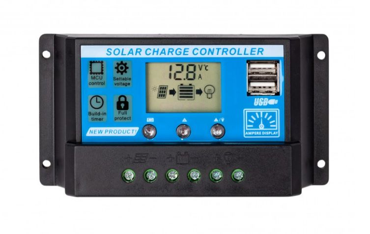 Controller SOL PWM 10A 2xUSB, LCD 3IPSSOLU10