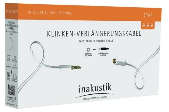 Cable 3.5mm plug - 3.5mm socket 1.5m AU contacts, inakustik STAR 3.5mm-3.5mmF/1.5STAR 4001985503506