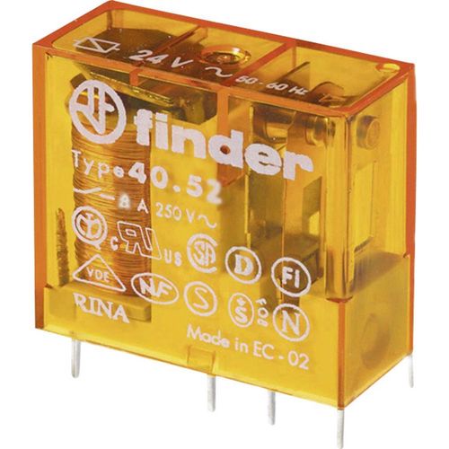 Miniature PCB relay, 24V AC (50/60 Hz), 2CO, 8A, contacts AgNi 40.52.8.024.0000 8012823240206; 8012823263205