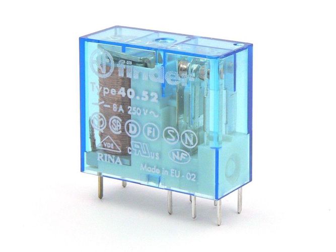 Miniature PCB relay, 24V Standard DC, 2CO, 8A, contacts AgNi 40.52.9.024.0000