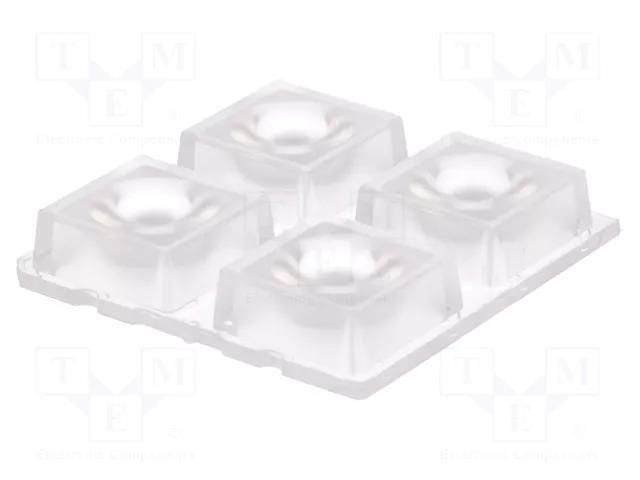 LED lens; square; transparent; 44÷69°; H: 8.5mm; Body dim: 50x50mm LEDIL C13232