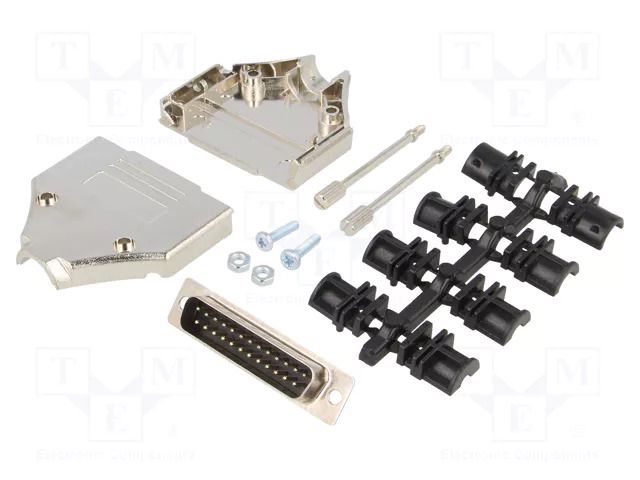 Connector: D-Sub; PIN: 25; plug; male; soldering; for cable; black ENCITECH DTPK-M-25-DBP-K