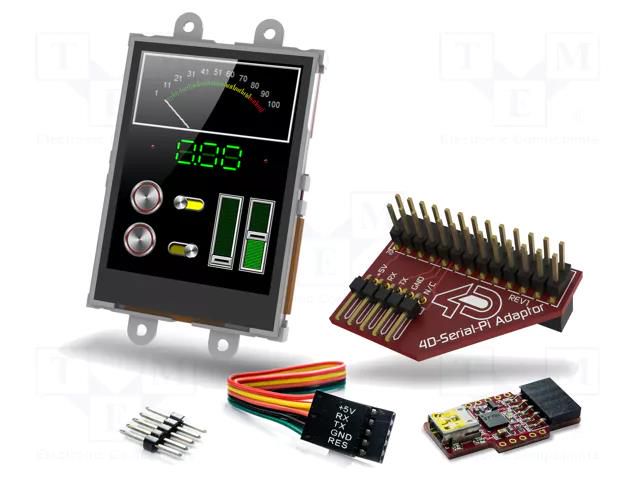 Dev.kit: with display; LCD TFT; 4VDC,5.5VDC; Resolution: 240x320 4D Systems SK-24PTU-PI