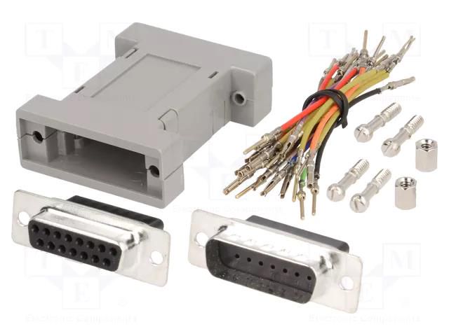 Transition: adapter; D-Sub 15pin male,D-Sub 15pin female ENCITECH GA-1515-MF-LG-K